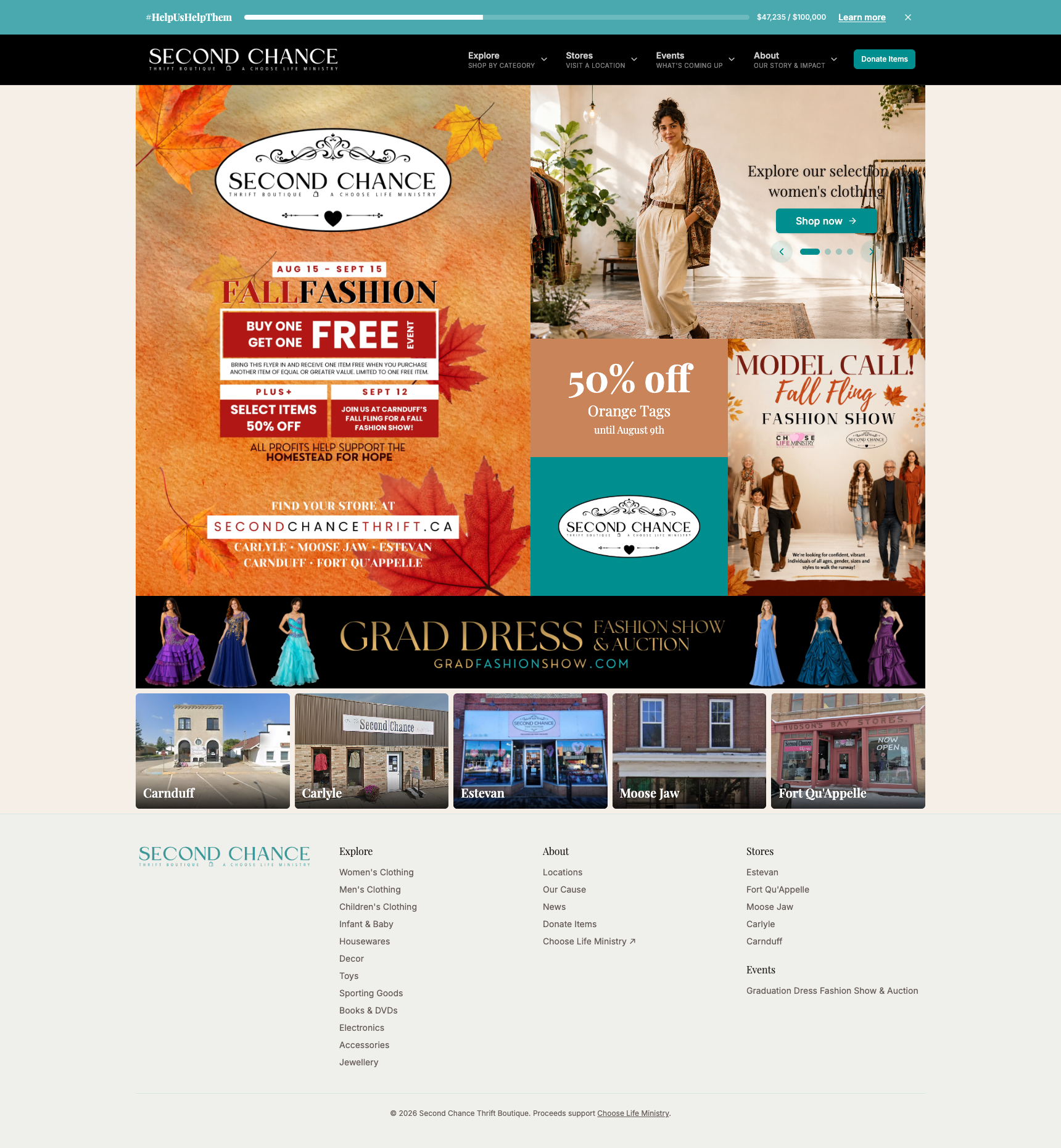 Second Chance Thrift Boutique multi-location business website