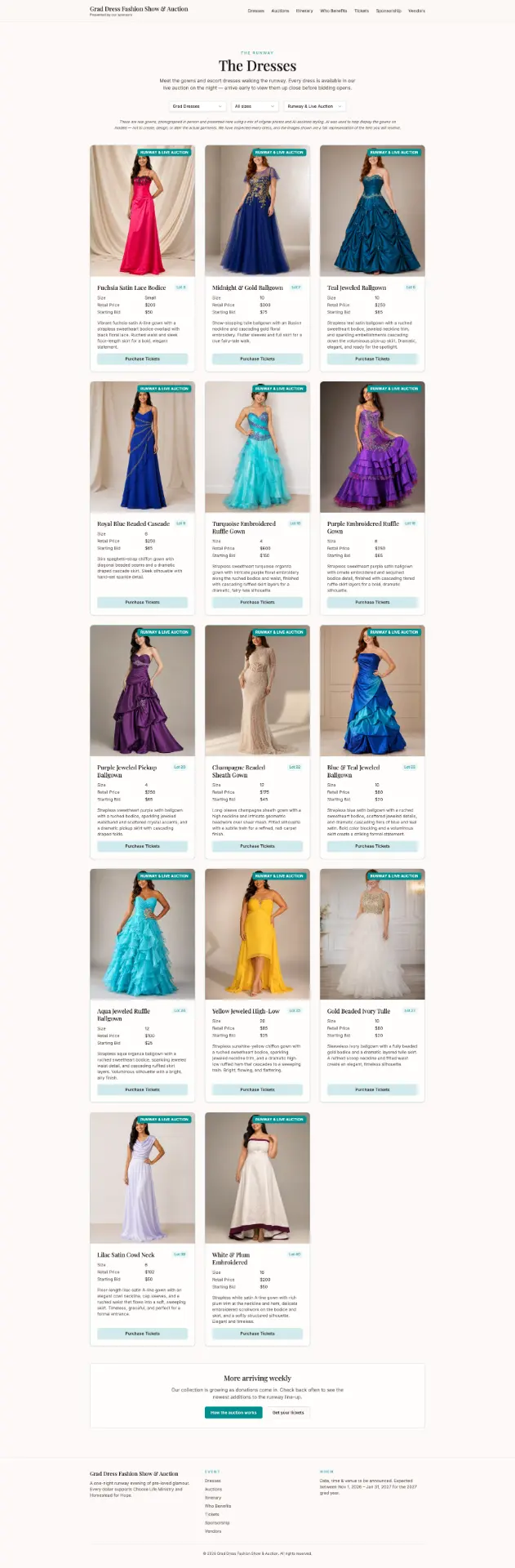 Grad Fashion Show online store and ticketing site