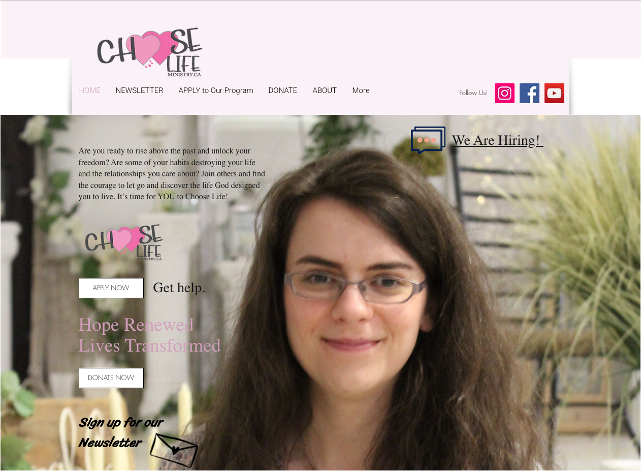 The previous Choose Life Ministry website before the redesign